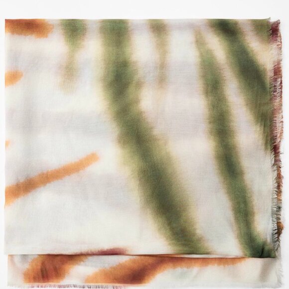 ZARA Women's Silk Blend of The Dye Printed Scarf(Muticolor, Size:M) - Picture 4 of 6